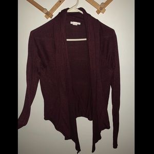 Burgundy open front sweater